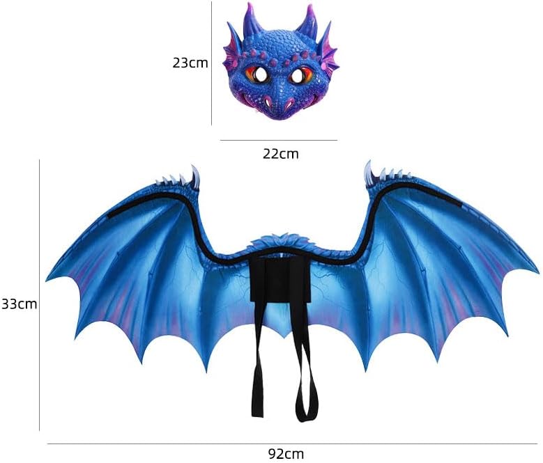 Himine Children's Cartoon Dragon Mask Wings set Children's day Halloween Christmas Party Performance Props - Image 4